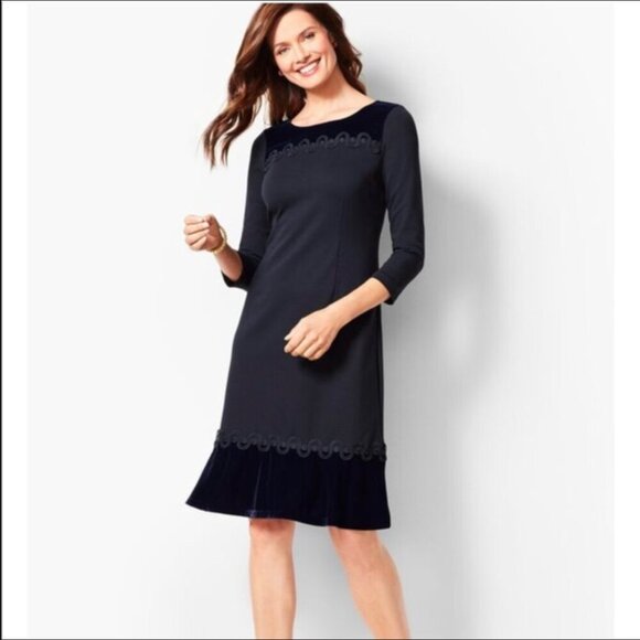Talbots Dresses & Skirts - Talbots Refined Ponte Velvet Dress Womens Size 6 RSVP Occasion Navy Black
